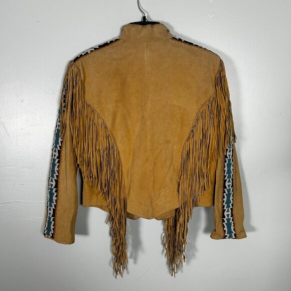 Cripple Creek Jacket Womens XL Genuine Leather Aztec Beaded Fringe Western - Picture 2 of 6